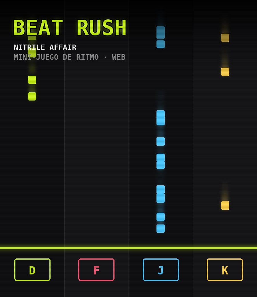 Captura del mini-juego retro Beat Rush de Nitrile Affair
